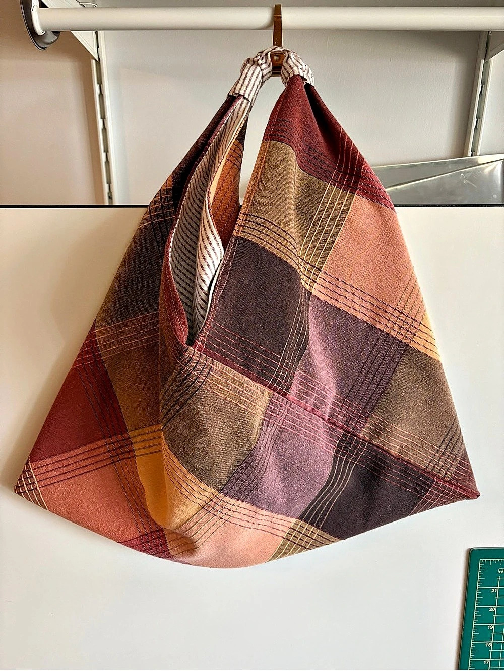 LARGE SIZE Handmade Upcycled Materials Origami Tote Bag